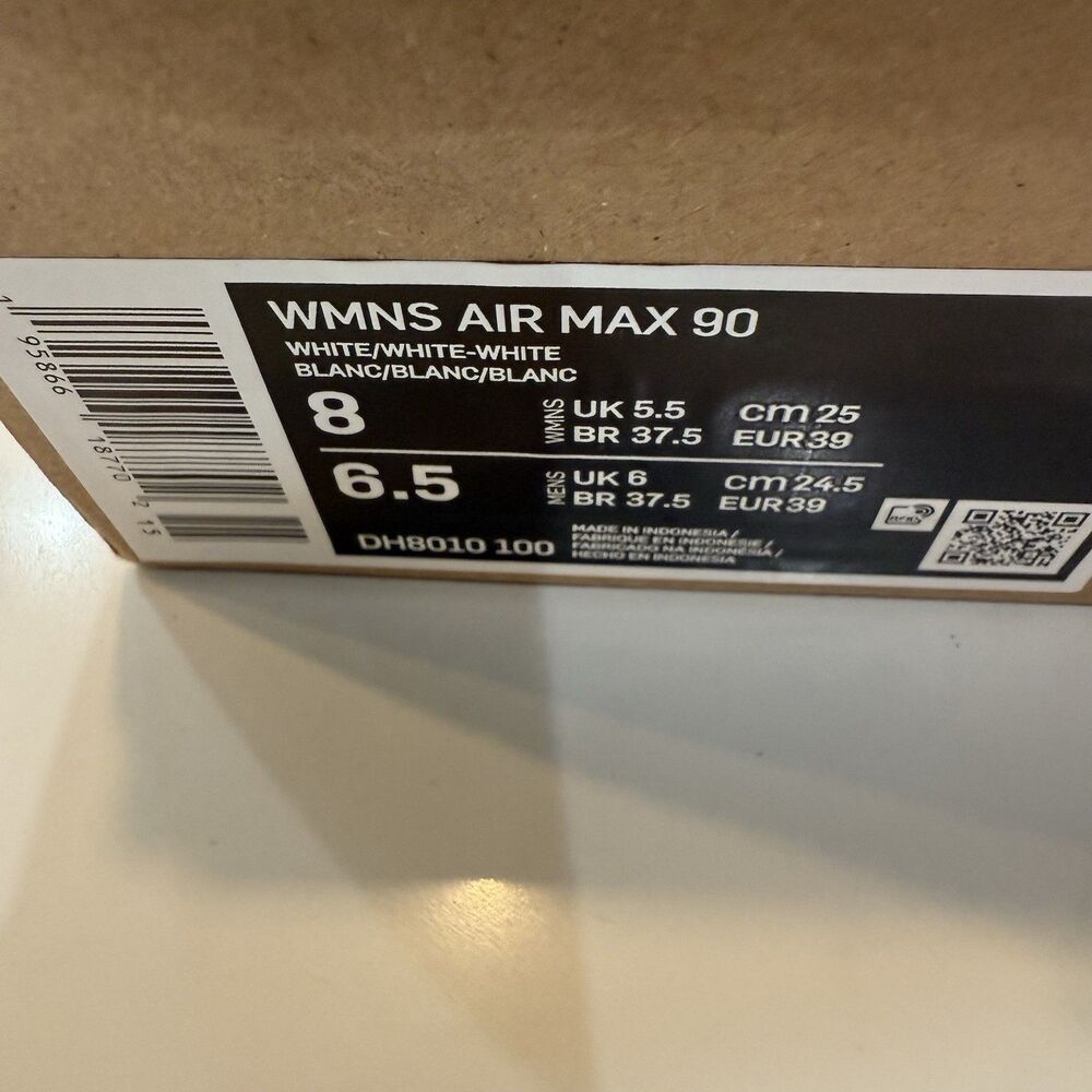 *NEW* Women's Nike Air Max 90 Triple White (DH8010 100) Size 8 - Picture 10 of 10